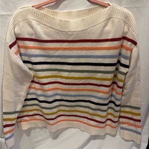 Cream Multicolor Striped Women's Sweater women size L